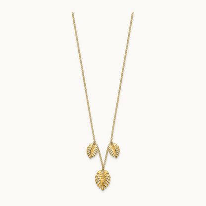 Polished Dangle Palm Leaves Necklace, 14K