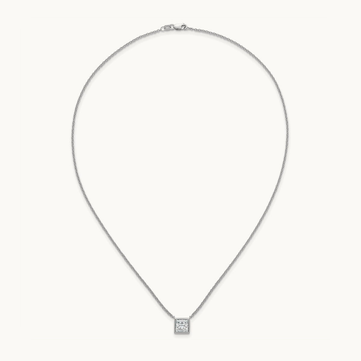 Princess Bezel Set Pendant, 1.00-4.00 ct tw Lab-Grown Diamond — 2 ct, 14K White Gold