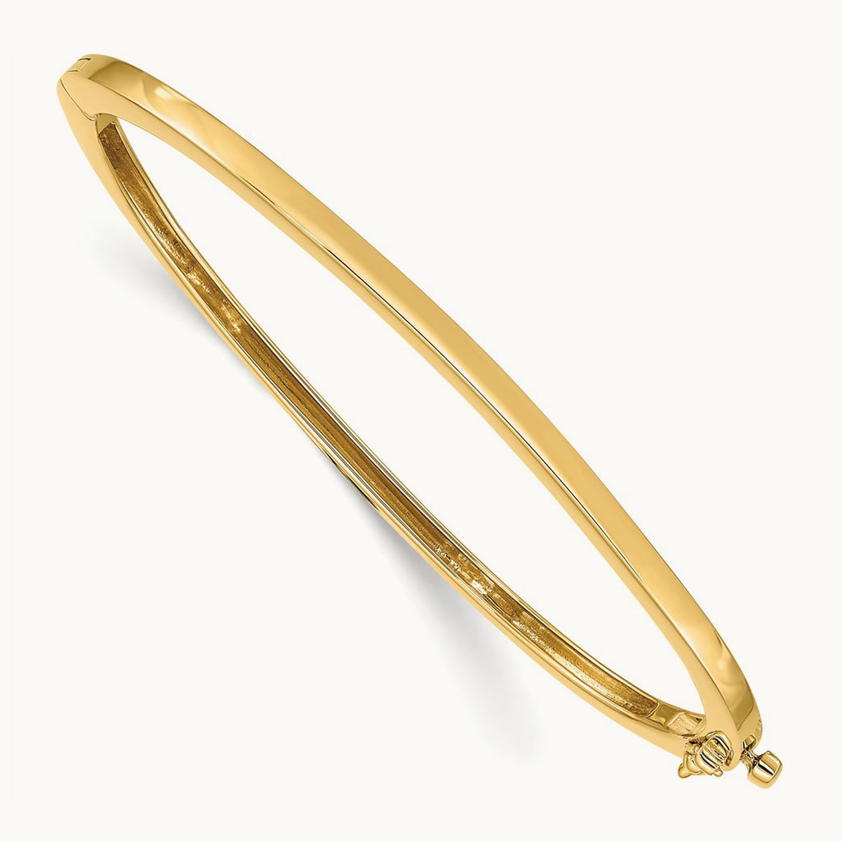Polished Solid Hinged Bangle, 14K