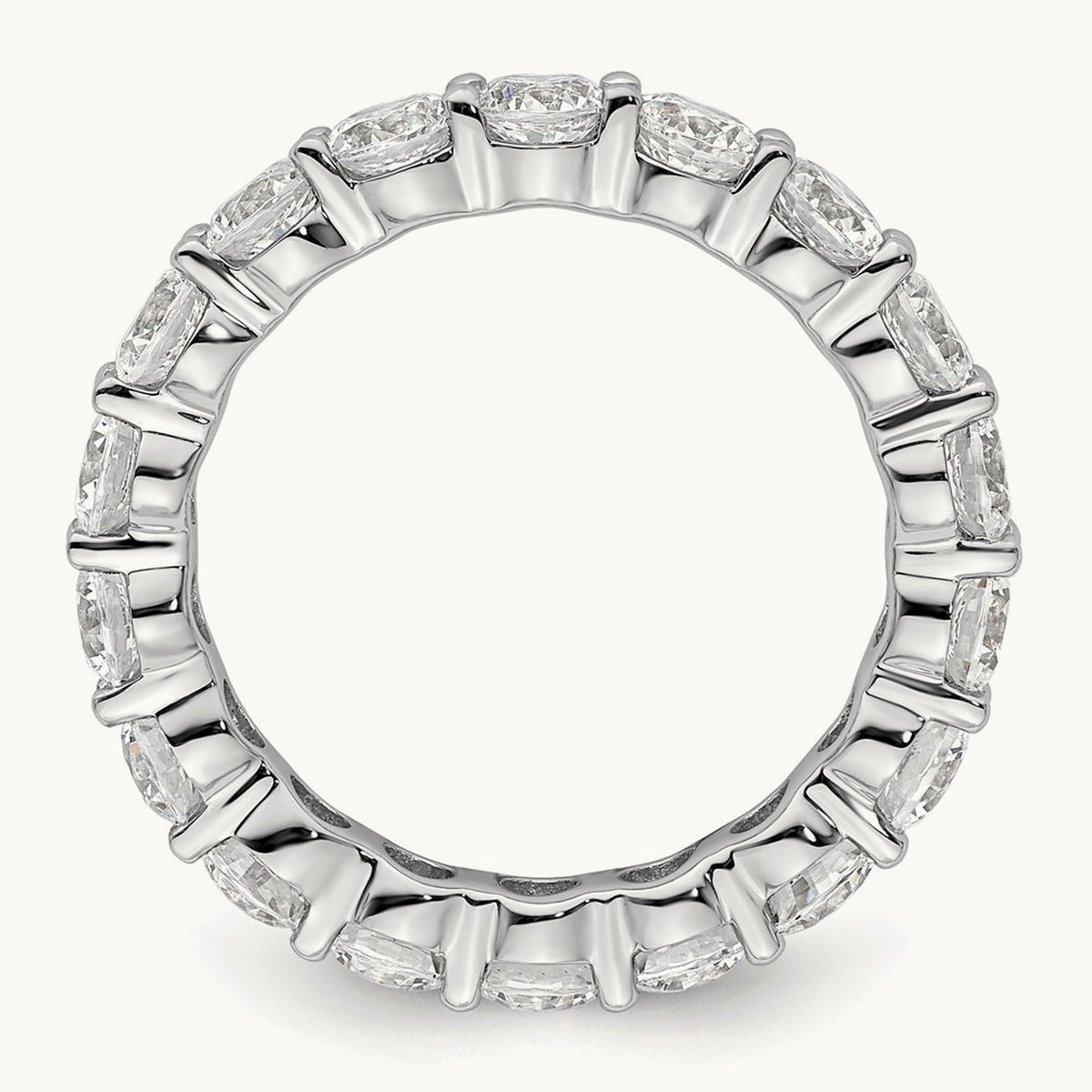 Polished Shared Prong 3ct Diamond Eternity Band, 14K Gold in 14K White Gold