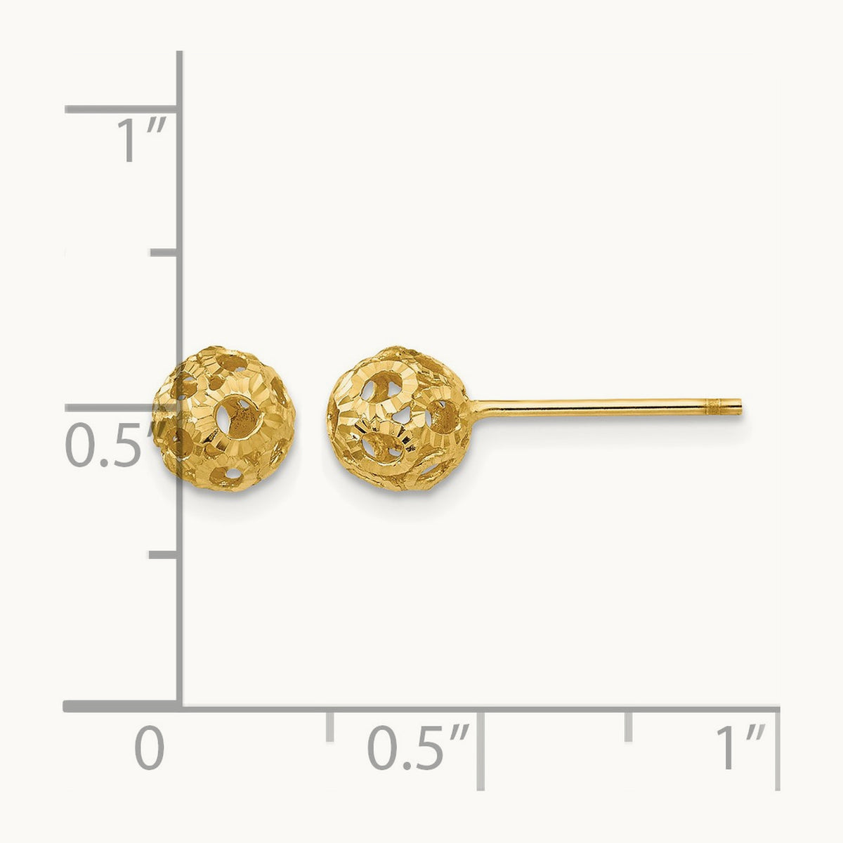 Open Diamond Cut Ball Post Earrings, 14K