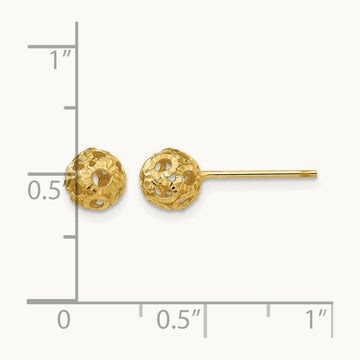 Open Diamond Cut Ball Post Earrings, 14K