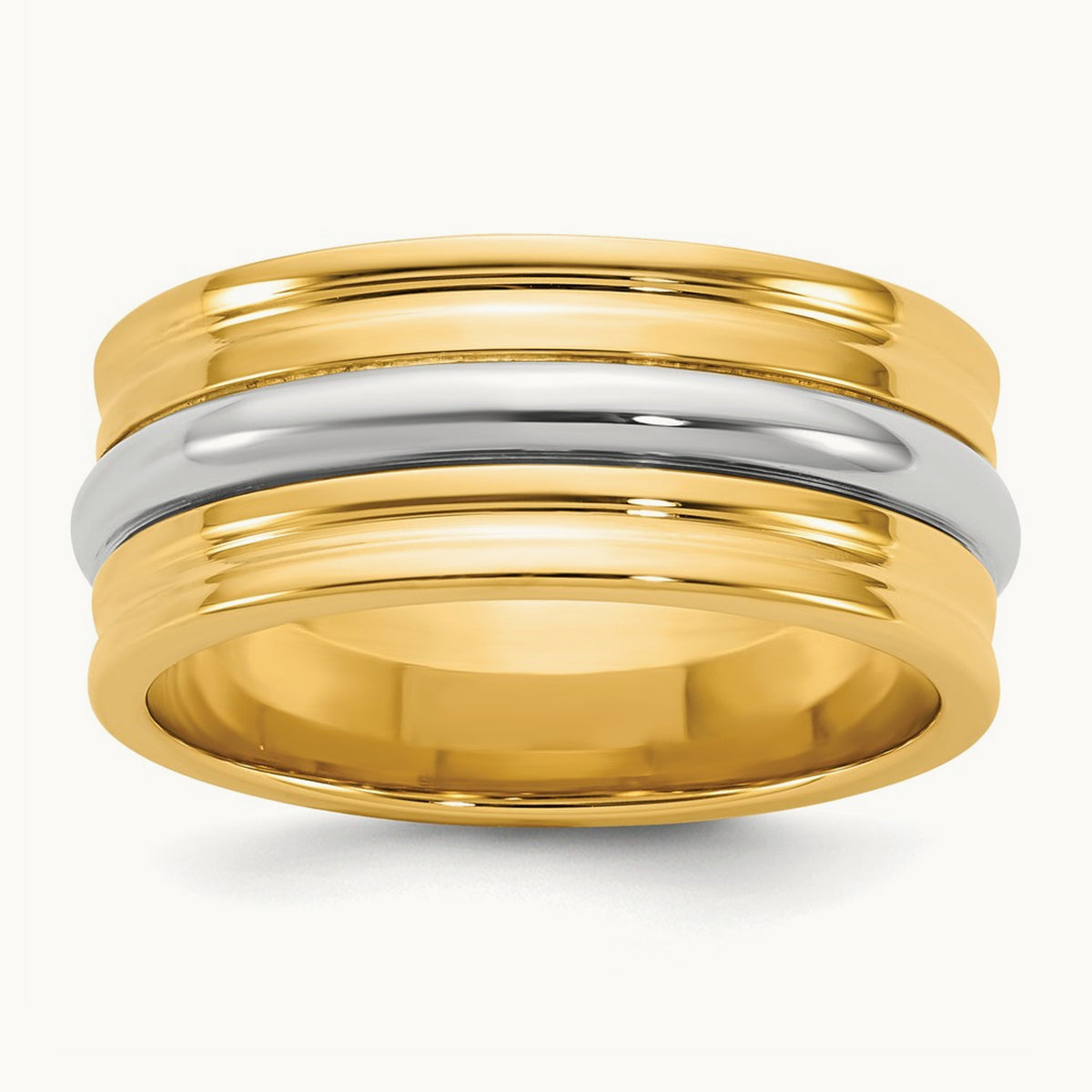 Y/W Single Banded Wedding Band, 8mm, 14K Two-tone
