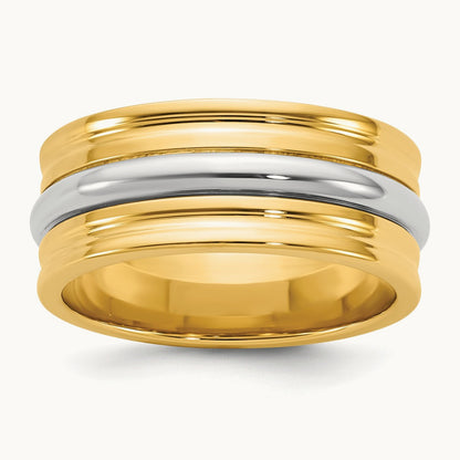 Y/W Single Banded Wedding Band, 8mm, 14K Two-tone
