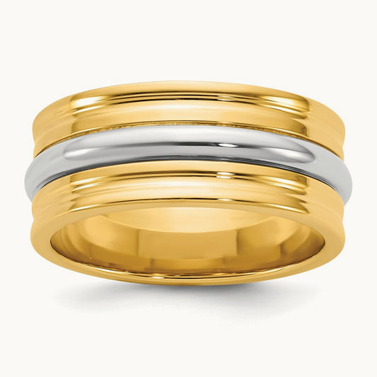 Y/W Single Banded Wedding Band, 8mm, 14K Two-tone