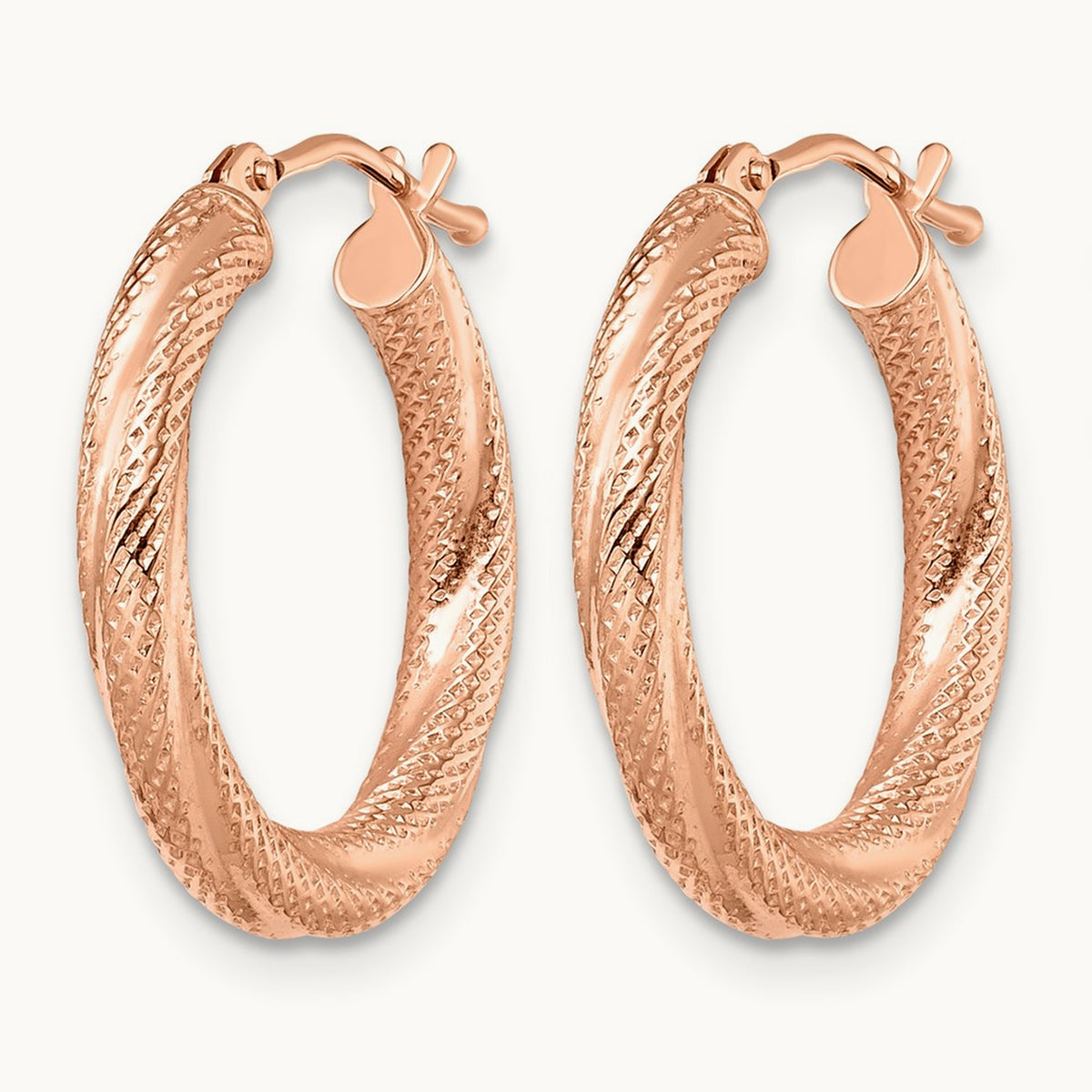 Textured Hinged Hoop Earrings — Leslie's — 10K Rose Gold