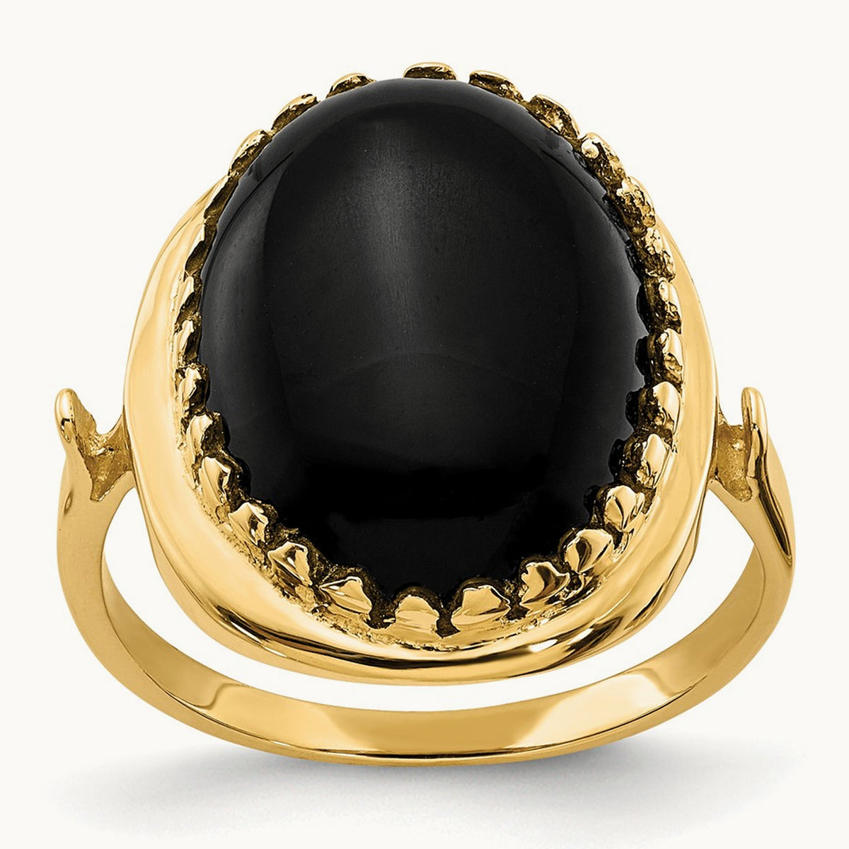 16x12mm Oval Onyx Ring, 14K