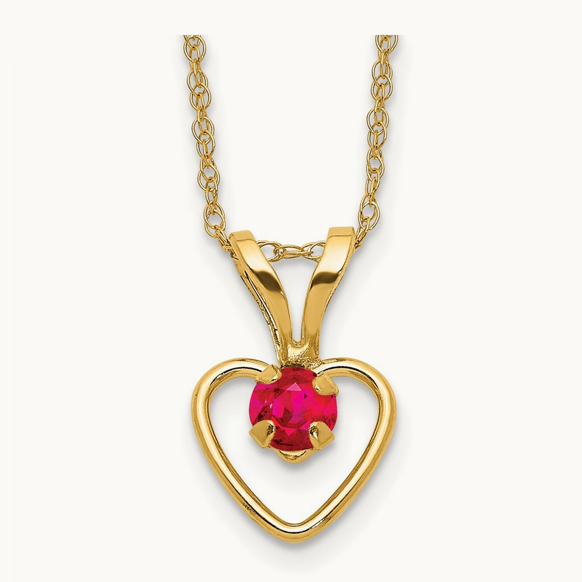Madi K Ruby Heart Birthstone Necklace, 3mm, 14K