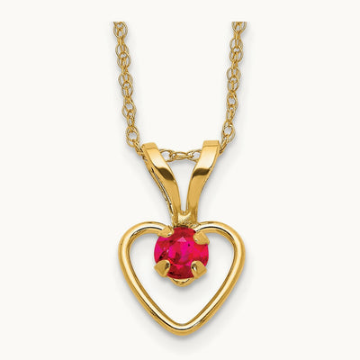 Madi K Ruby Heart Birthstone Necklace, 3mm, 14K