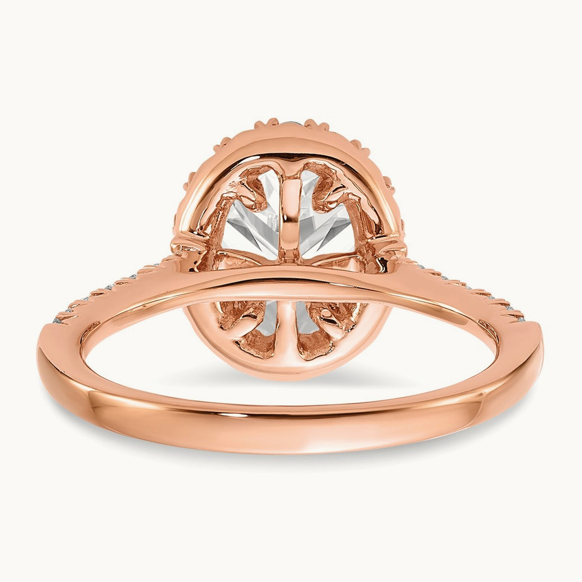 Oval Semi-Mount Halo Engagement Ring, 0.25-0.50 ct tw Lab-Grown Diamond — 1/2 ct (holds 1 1/2 ct center) · VS/SI (Great), 14K Rose Gold, 7