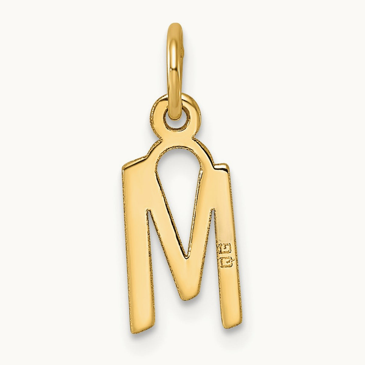 Small Slanted Block Initial Charm — 14K Yellow Gold, M