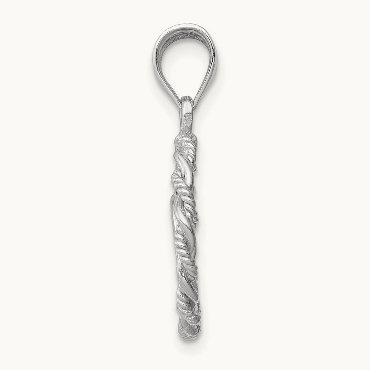 Brushed & Polished Diamond-cut Virgin Mary Pendant — 14K White Gold