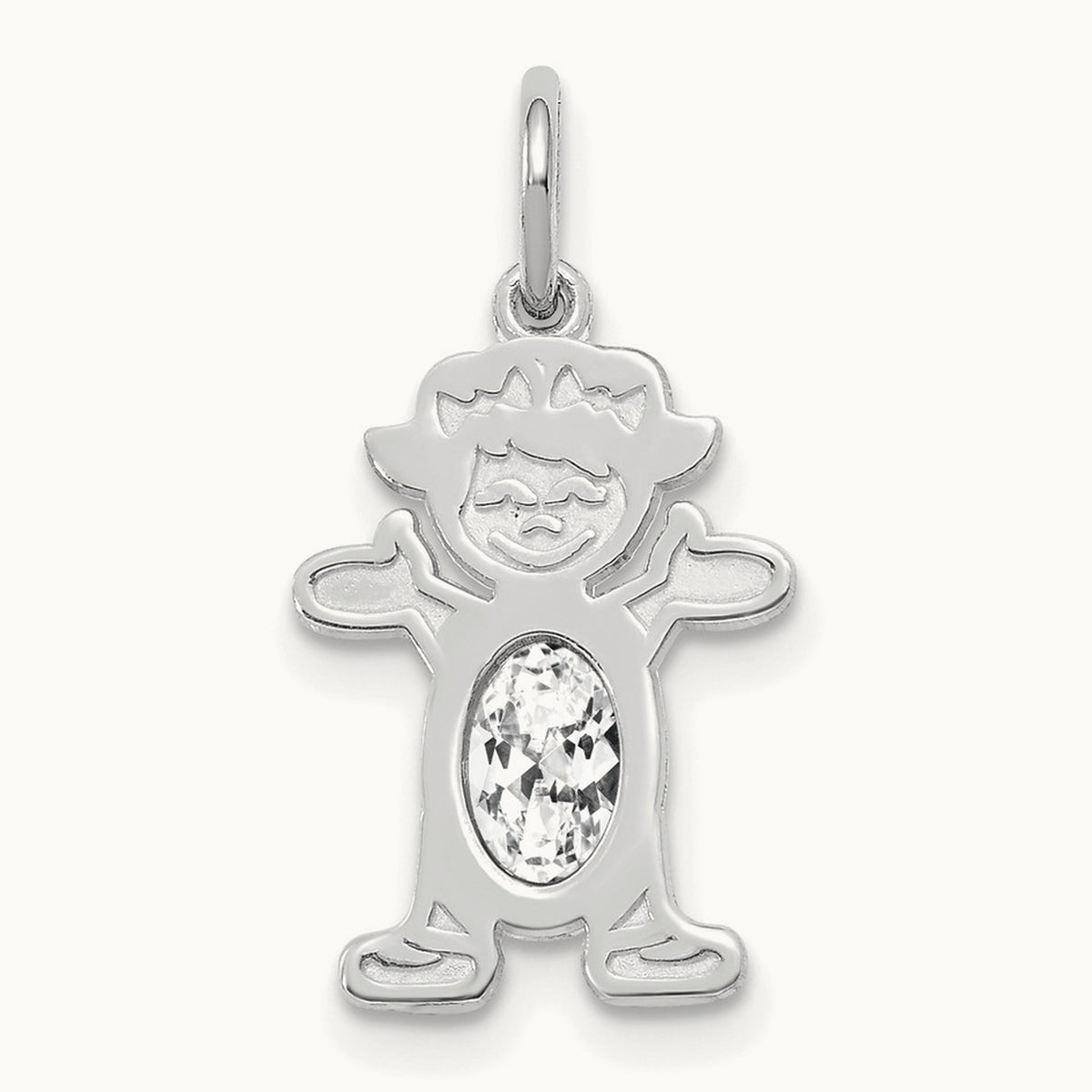 Girl 6x4 Oval Genuine Topaz-April — 14K White Gold