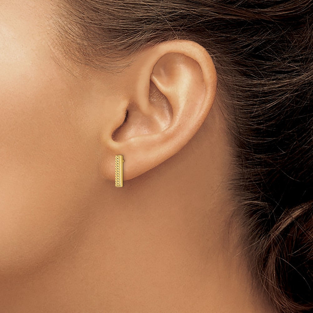 Textured Bar Post Earrings — 14K Yellow Gold