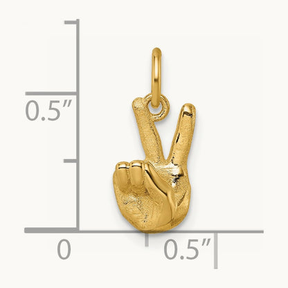 Polished Peace Hand Pendant, 14K