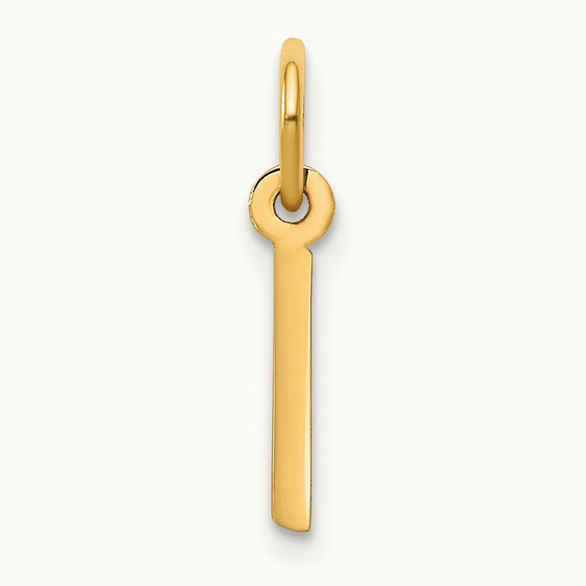 Small Slanted Block Initial Charm — 14K Yellow Gold, I