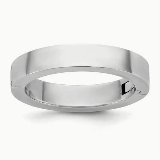 CLIQ Hinged Flat Wedding Band, 4mm, 14K White Gold