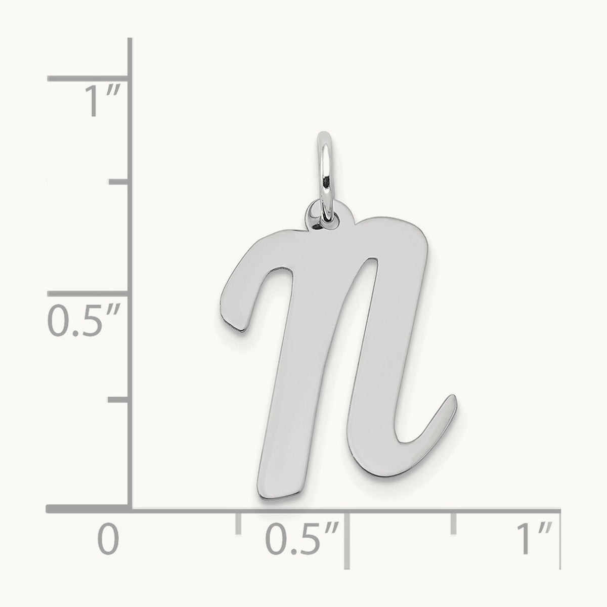 Large Script Initial Charm — 14K White Gold, N