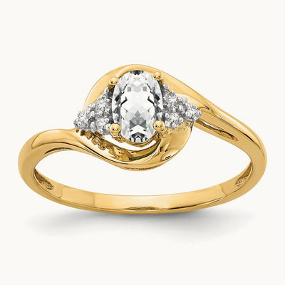 Topaz and Diamond Ring — 14K Yellow Gold, 7