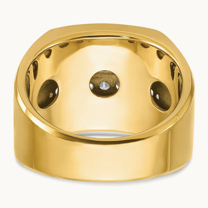 With White Rhodium 4 Row Men's Ring, 1.50 ct tw Lab-Grown Diamond — 14K Yellow & Rhodium