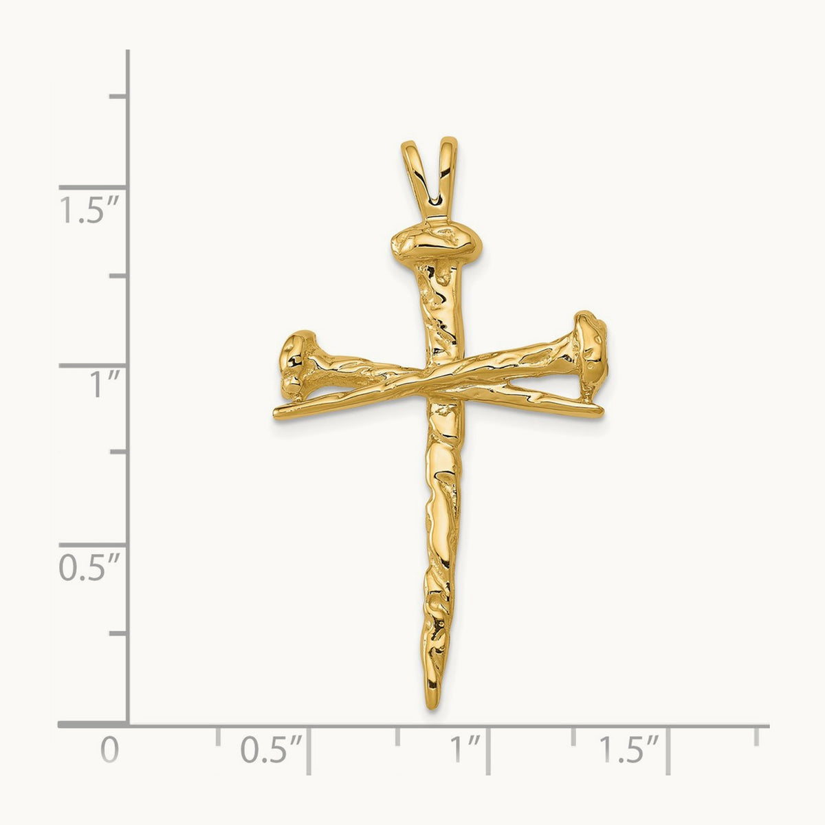 Polished Nail Cross Charm — 42mm
