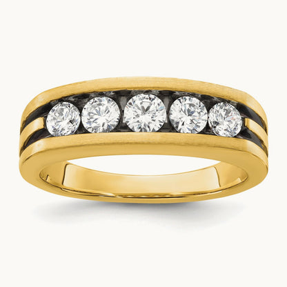 With Black Rhodium Men's Ring, 1.00 ct tw Lab-Grown Diamond