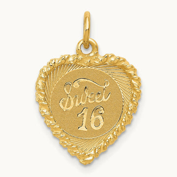 SWEET Sixteen Heart Charm, 14K