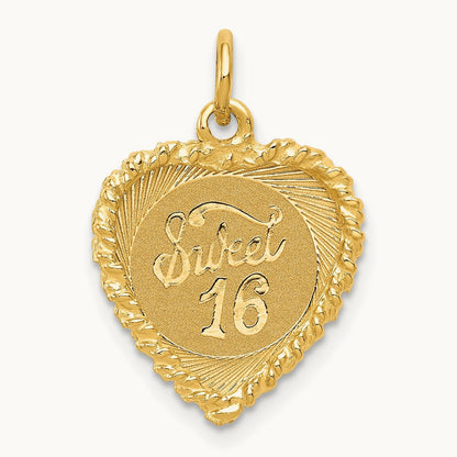 SWEET Sixteen Heart Charm, 14K