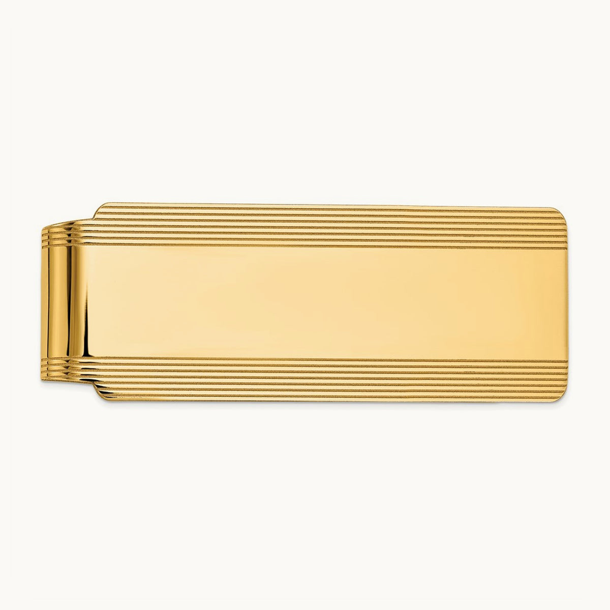 Men's Grooved Polished Money Clip, 14K
