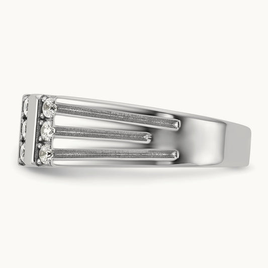 IB Goodman Mens Polished Complete 1/3ct Diamond Ring, 14K White Gold