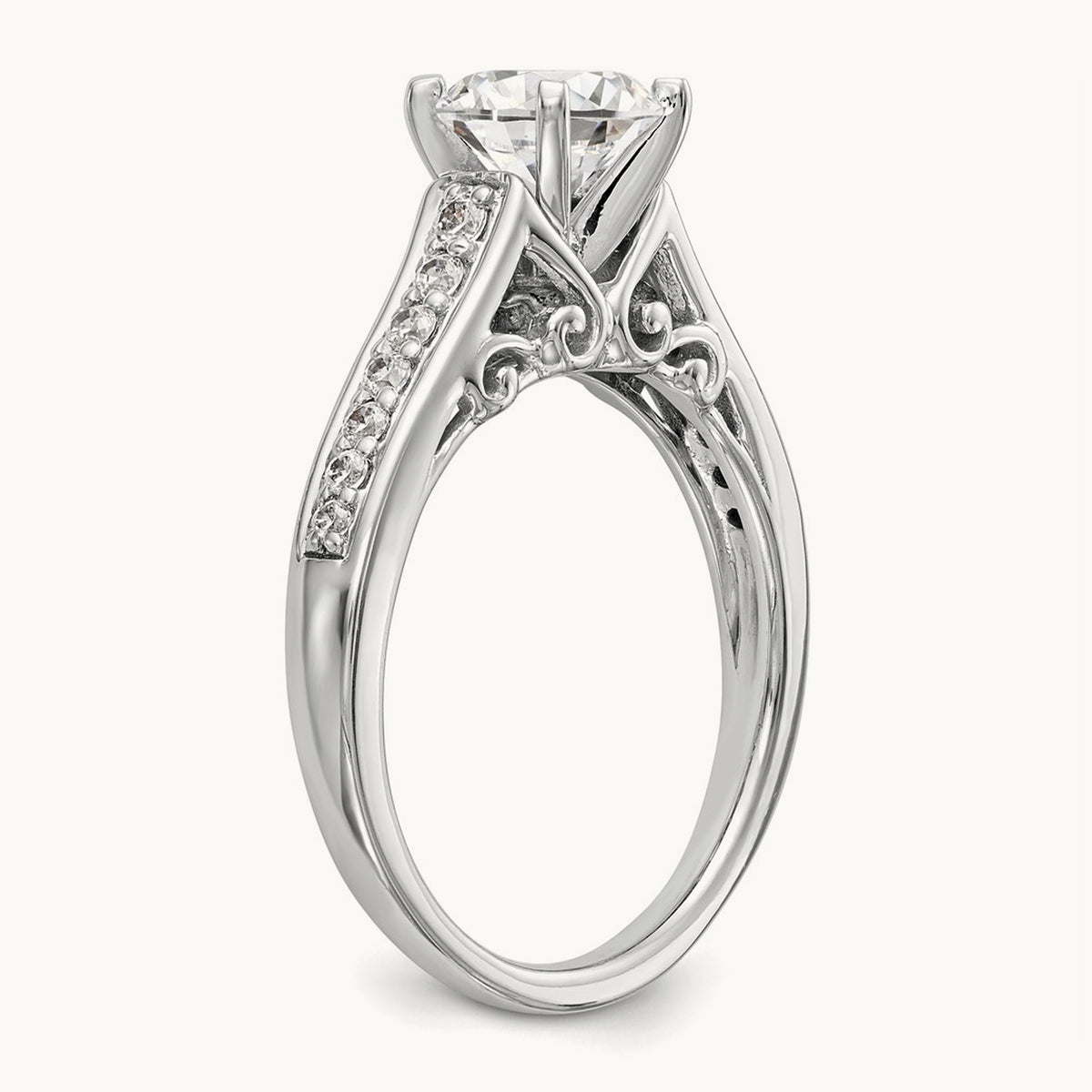 Semi-Mount Peg Set Engagement Ring, 0.20 ct tw Lab-Grown Diamond