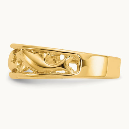 Triple Dolphin Band Ring, 14K