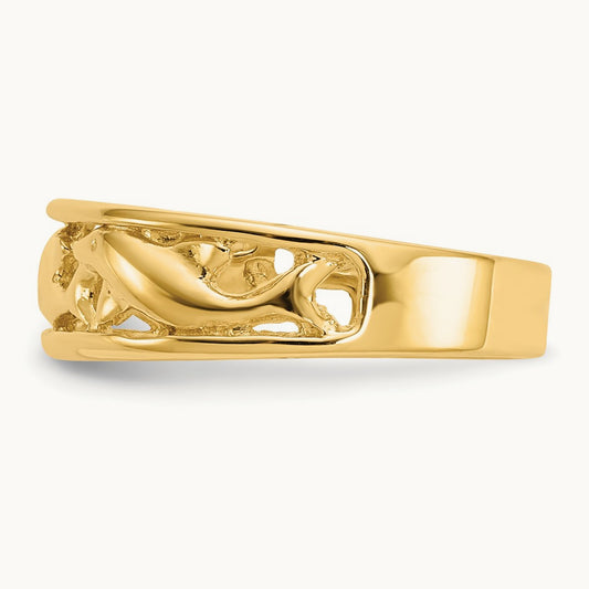 Triple Dolphin Band Ring, 14K