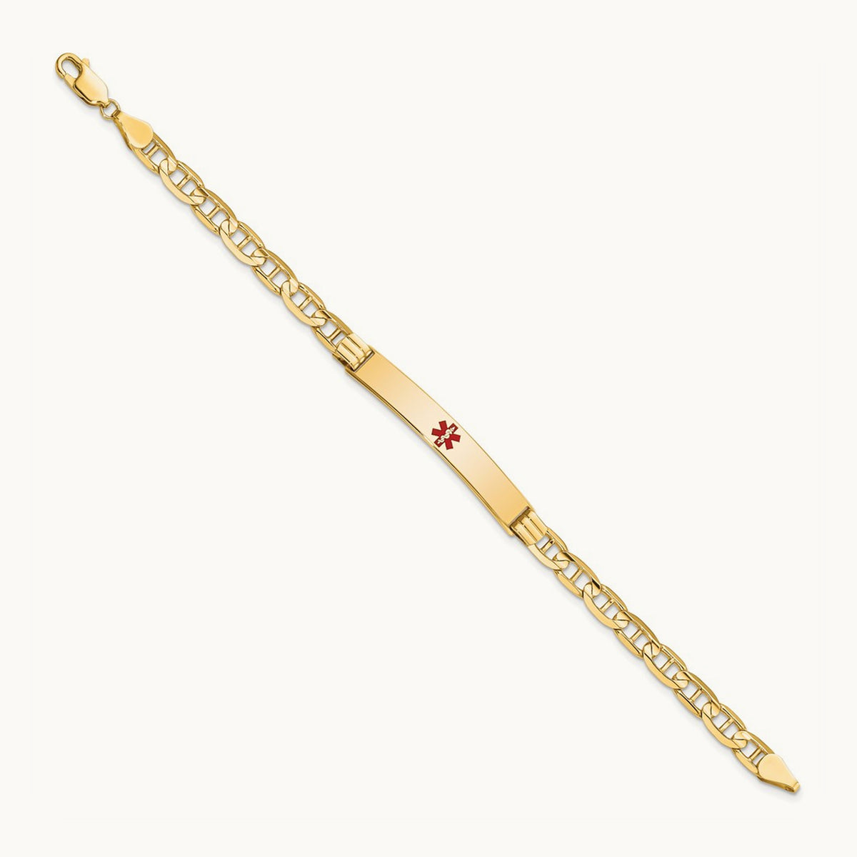 Medical Red Enamel Anchor ID Bracelet — 8mm