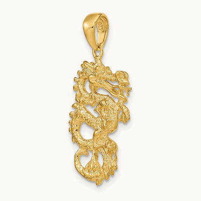 3-D Dragon Charm — 14K Yellow Gold