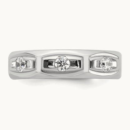 IB Goodman Mens Satin Complete 1/3ct Diamond Ring, 14K White Gold