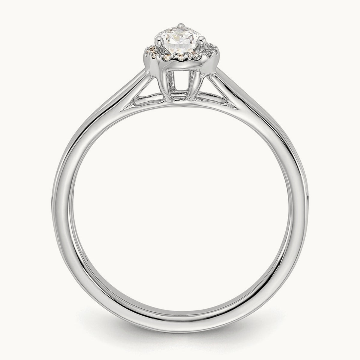Pear Halo Semi-Mount Split Shank Engagement Ring, 0.07-0.20 ct tw — 1/15 ct, 14K White Gold