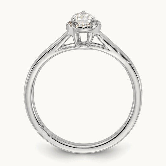 Pear Halo Semi-Mount Split Shank Engagement Ring — 14K White Gold, 1/15 ct, 7