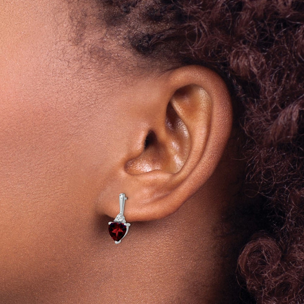 Garnet and Diamond Heart Earrings — photo set