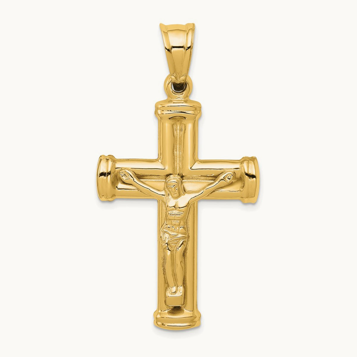 Reversible Crucifix Pendant — 14K Yellow Gold, 49mm