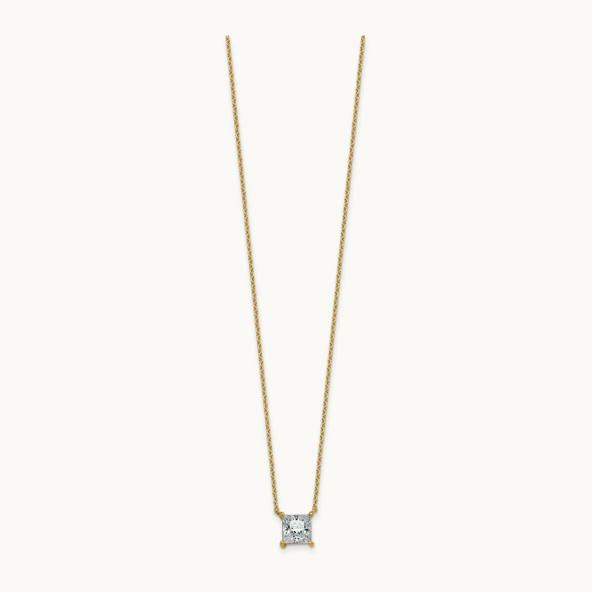 Princess Pendant Necklace, 0.25-4.00 ct tw Lab-Grown Diamond — 1 1/2 ct, 14K Yellow Gold