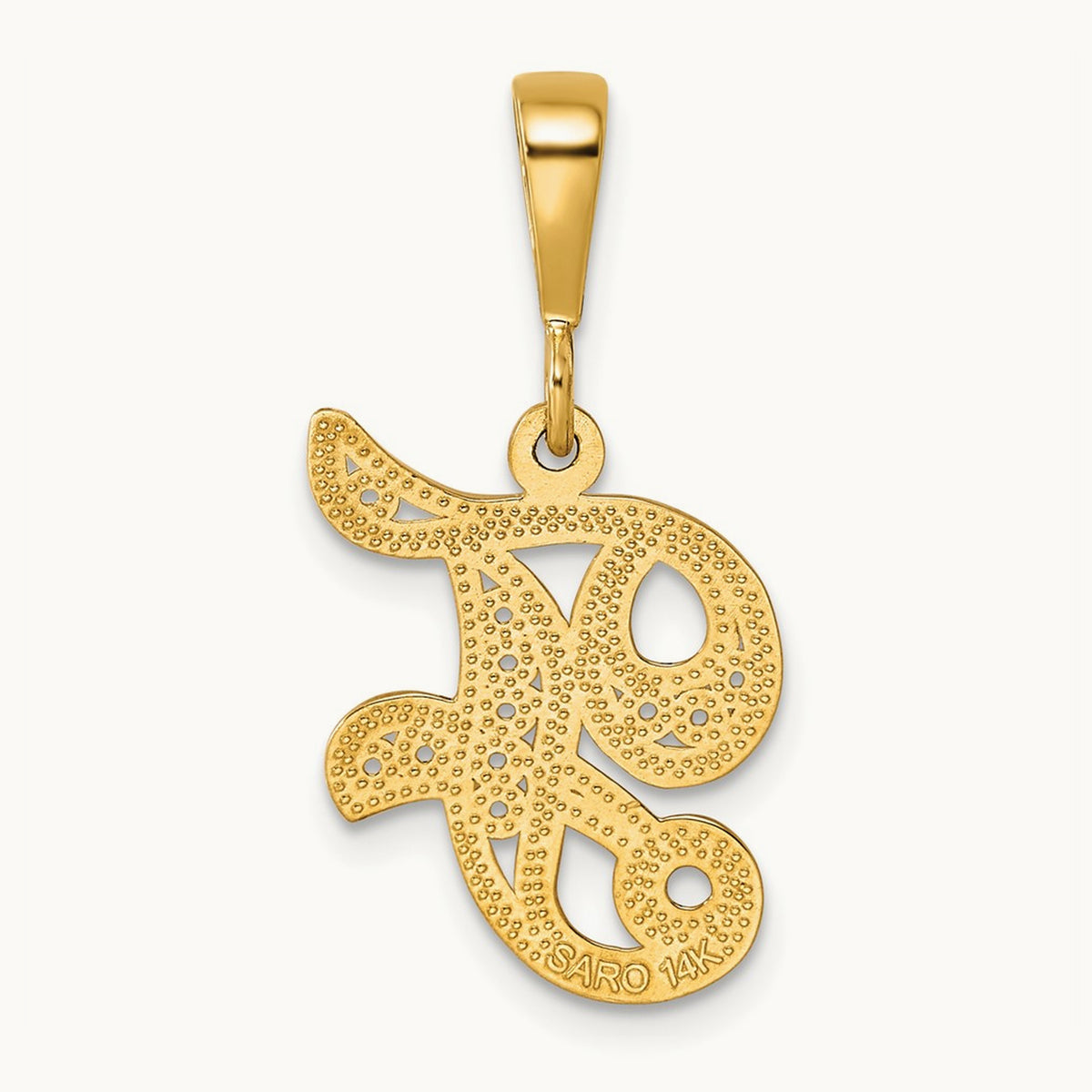 Polished Script Filigree Initial Pendant — F