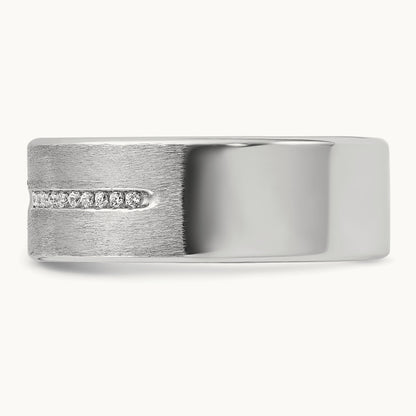 IBGoodman Men's Polished and Satin AA Diamond Ring, 14K White Gold
