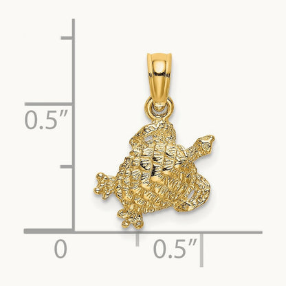 Textured Sea Turtle Charm — 14K Yellow Gold
