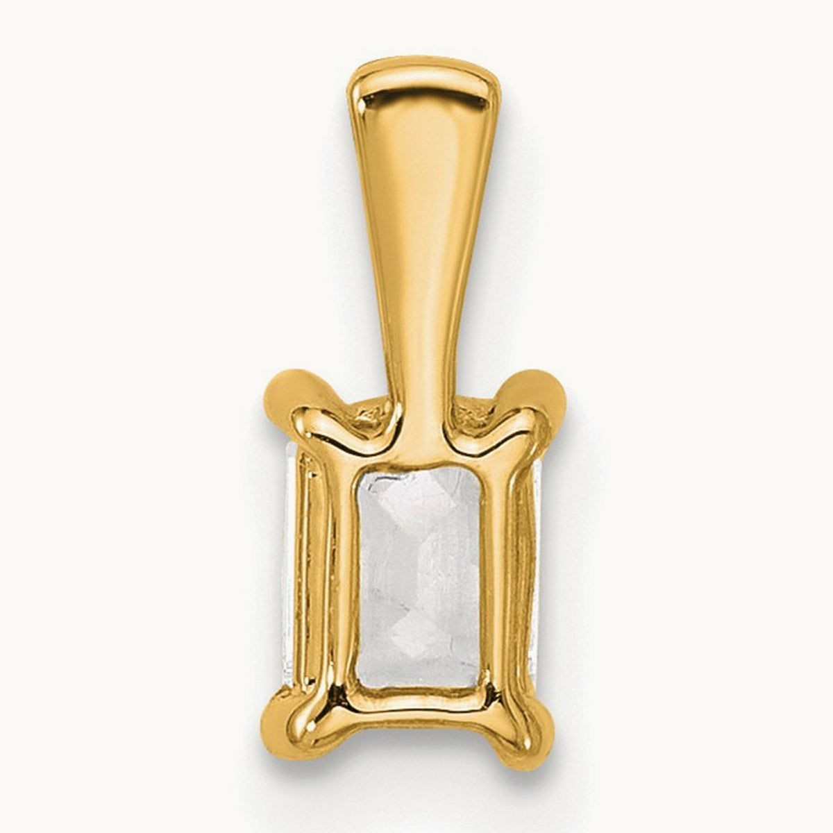 Emerald Four-Prong Pendant, 1/2-5 ct Lab-Grown Diamond — 14K Yellow Gold