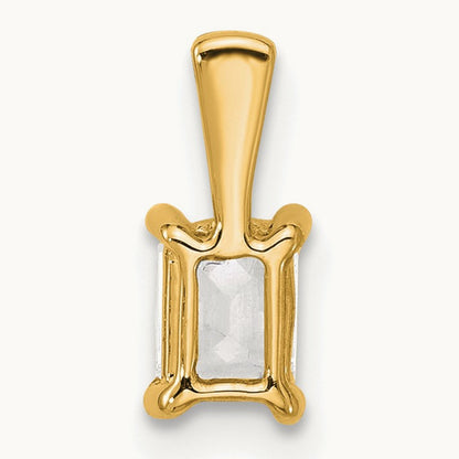 Emerald Four-Prong Pendant, 1/2-5 ct Lab-Grown Diamond — 14K Yellow Gold
