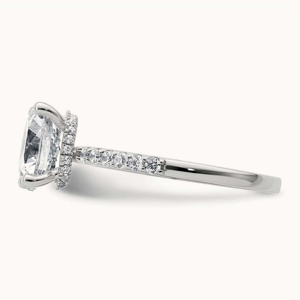 Round Engagement Ring, 1.25-2.75 ct tw Lab-Grown Diamond — 2 3/4 ct, 14K White Gold