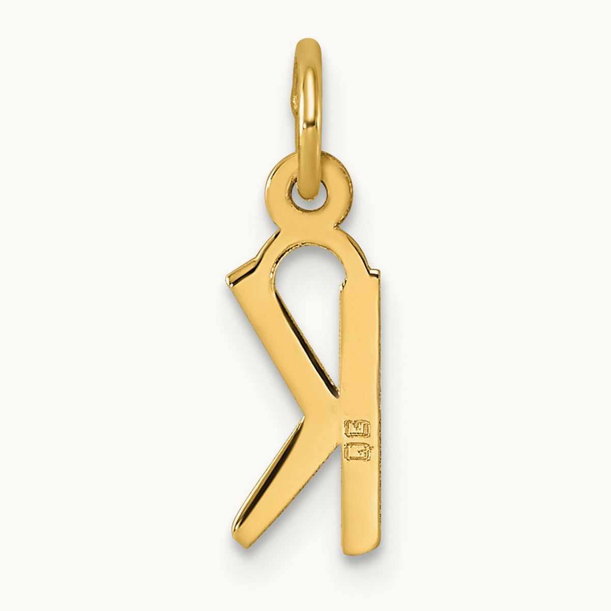 Small Slanted Block Initial Charm — 14K Yellow Gold, K