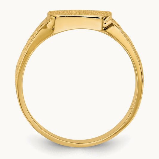 Square Polished Baby Signet Ring, 14K