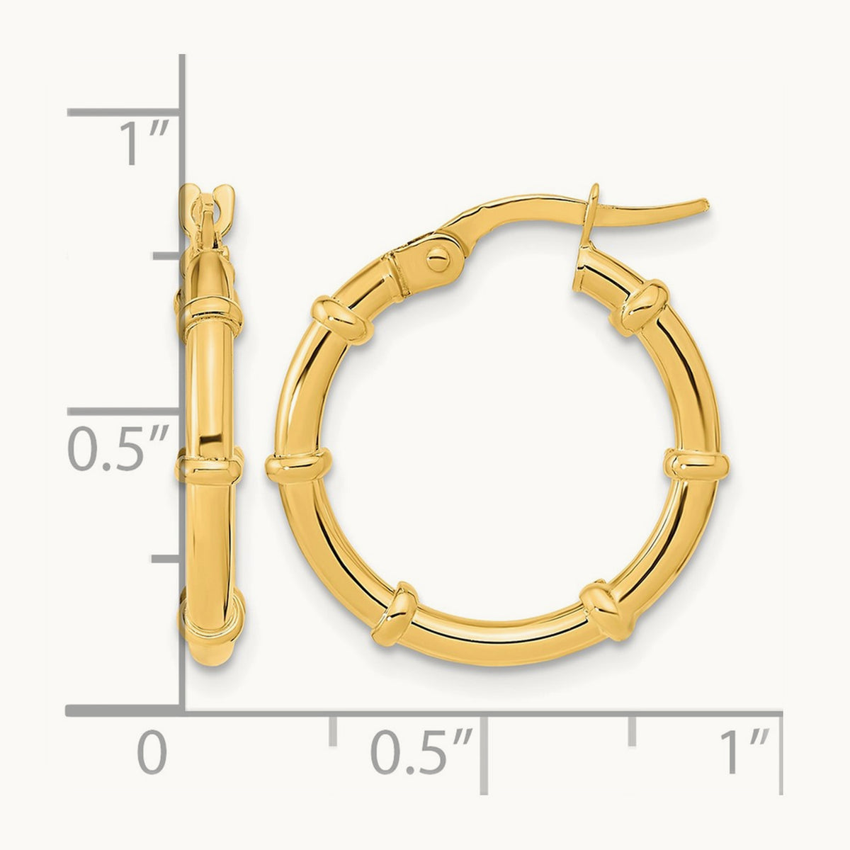 Polished Fancy Hoop Earrings — 14K Yellow Gold, 20mm